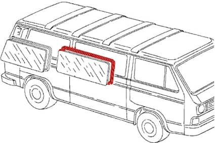 Center Sliding Window Seal w/Chrome Trim Vanagon