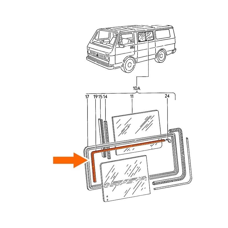 Seal for middle sliding window upper