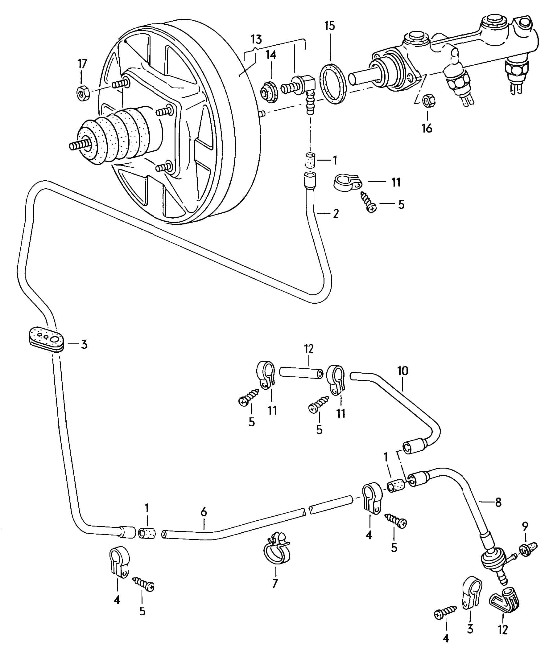 Brake Booster Vacuum Hose at Intake Manifold for 1.9l DF engine only!