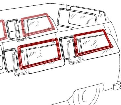 Side 3/4 window seal for 68-79 VW Bus