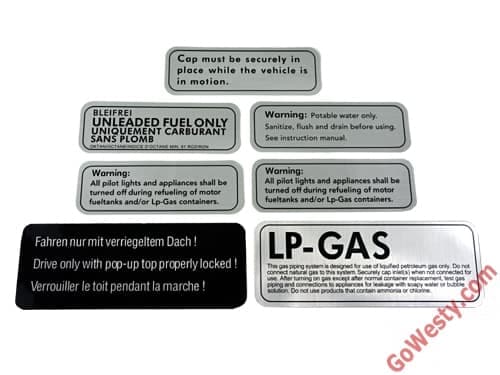 Westfalia label kit for 80-91 Westies