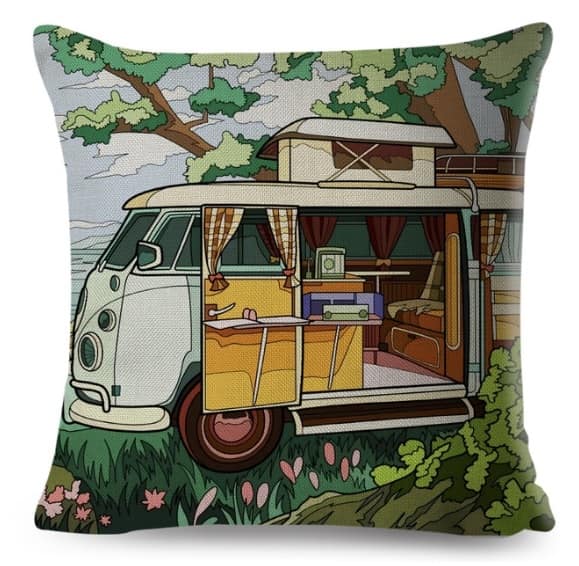 18 inch double sided pillow case, white split window bus camper