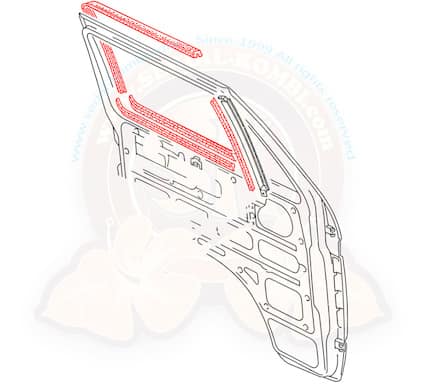 Front Door Window Seal Kit for 80-87 Vanagon that allows for the chrome trim (Left)