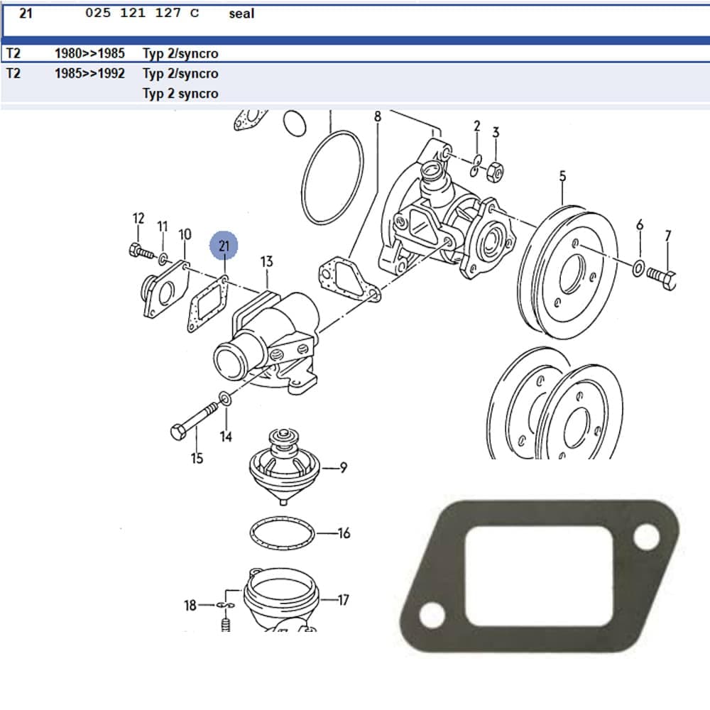 Gasket for Metal Flange on Thermostat Housing (83.5-85 Vanagon)