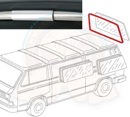 Rear Hatch Glass Seal for all Vanagon with chrome trim