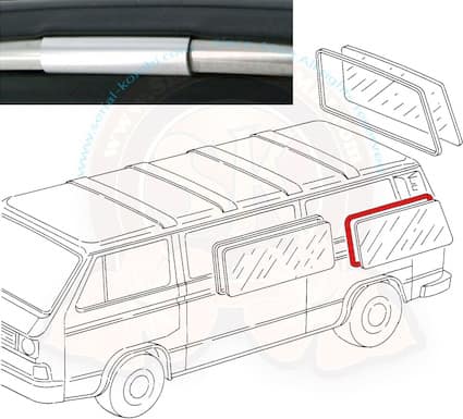 Rear Side Window Seal for all Vanagon with chrome Trim