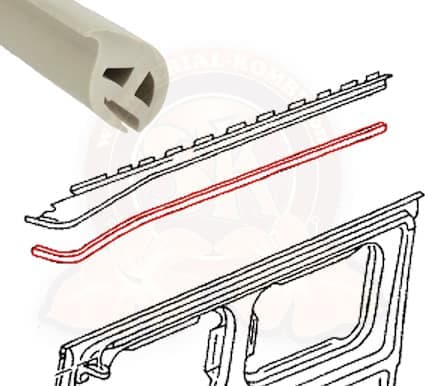 Rubber Trim for upper sliding door track, cream for all Vanagon