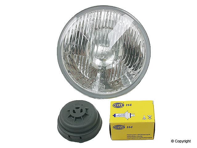 Single H4 7 inch Round Headlight Housing with Bulb, Hella