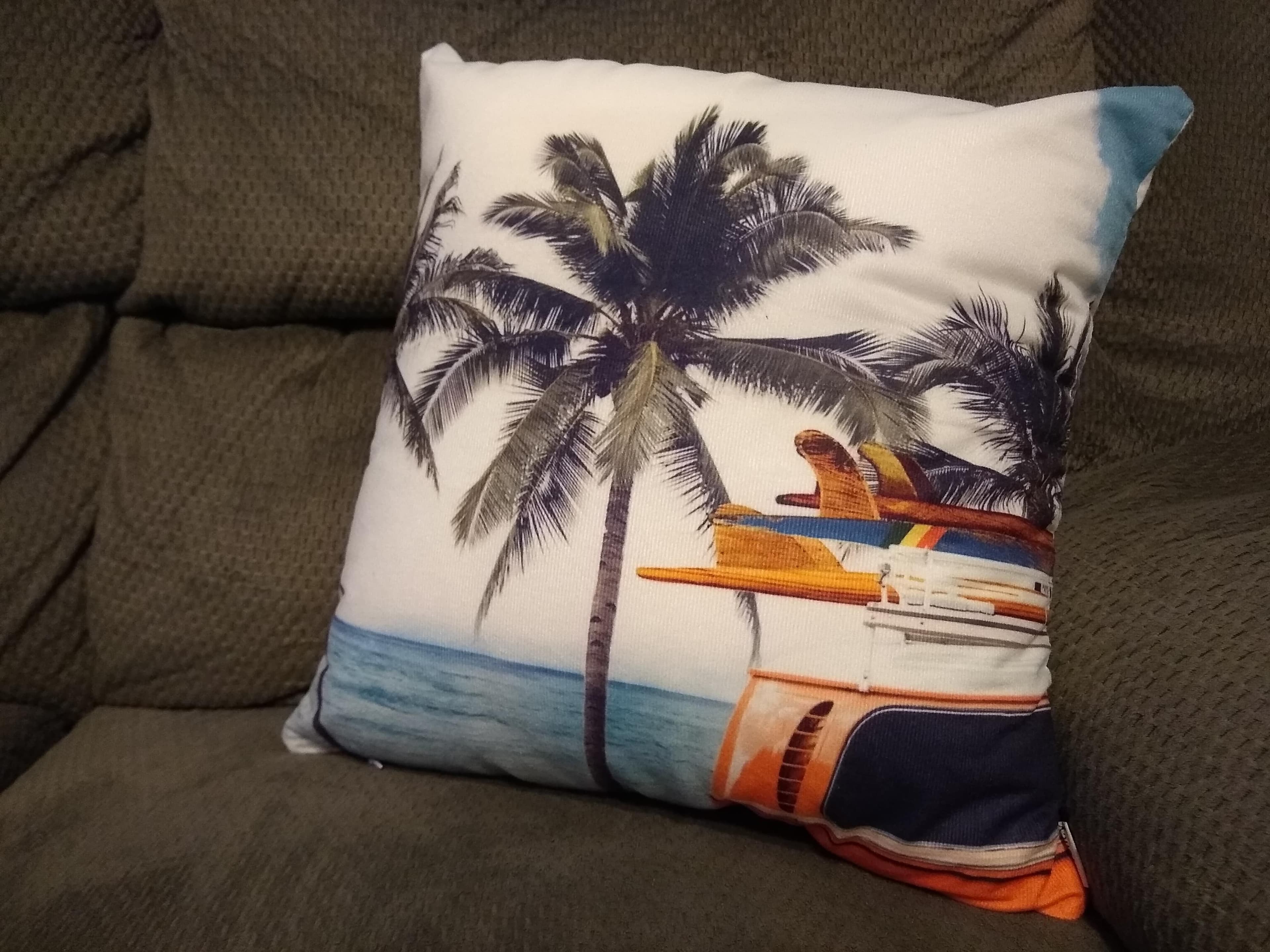 Throw Pillow for your Van! Surfboards and Palm Trees