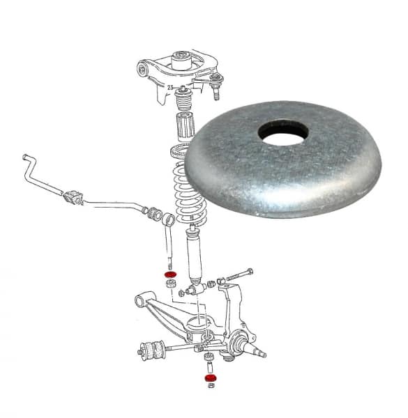 Washer plate for bottom of sway bar drop link for 85-92 Vanagon with straight links