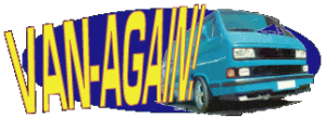 VanAgain logo with classic blue VW van